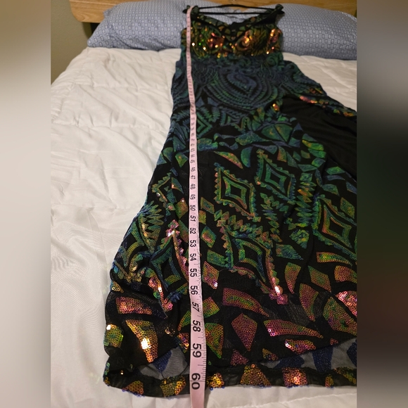 Multi color pink, gold, green, blue semi/formal sleeveless dress. - Picture 11 of 13